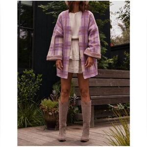 Saltwater Luxe Lilac Plaid Charli Swing Cardigan Size XS NWT